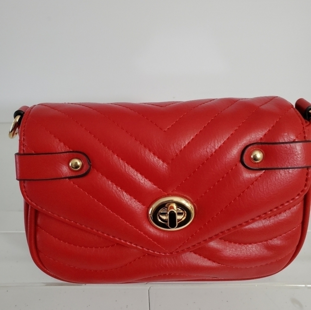 Red Quilted Leather Crossbody Bag